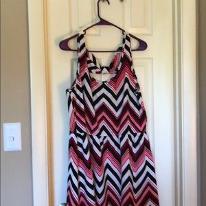 Pink, black and white chevron dress. 2x